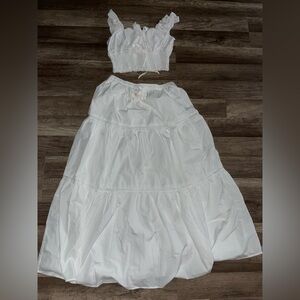 White Two-Piece Skirt Set - Women's Summer Ensemble